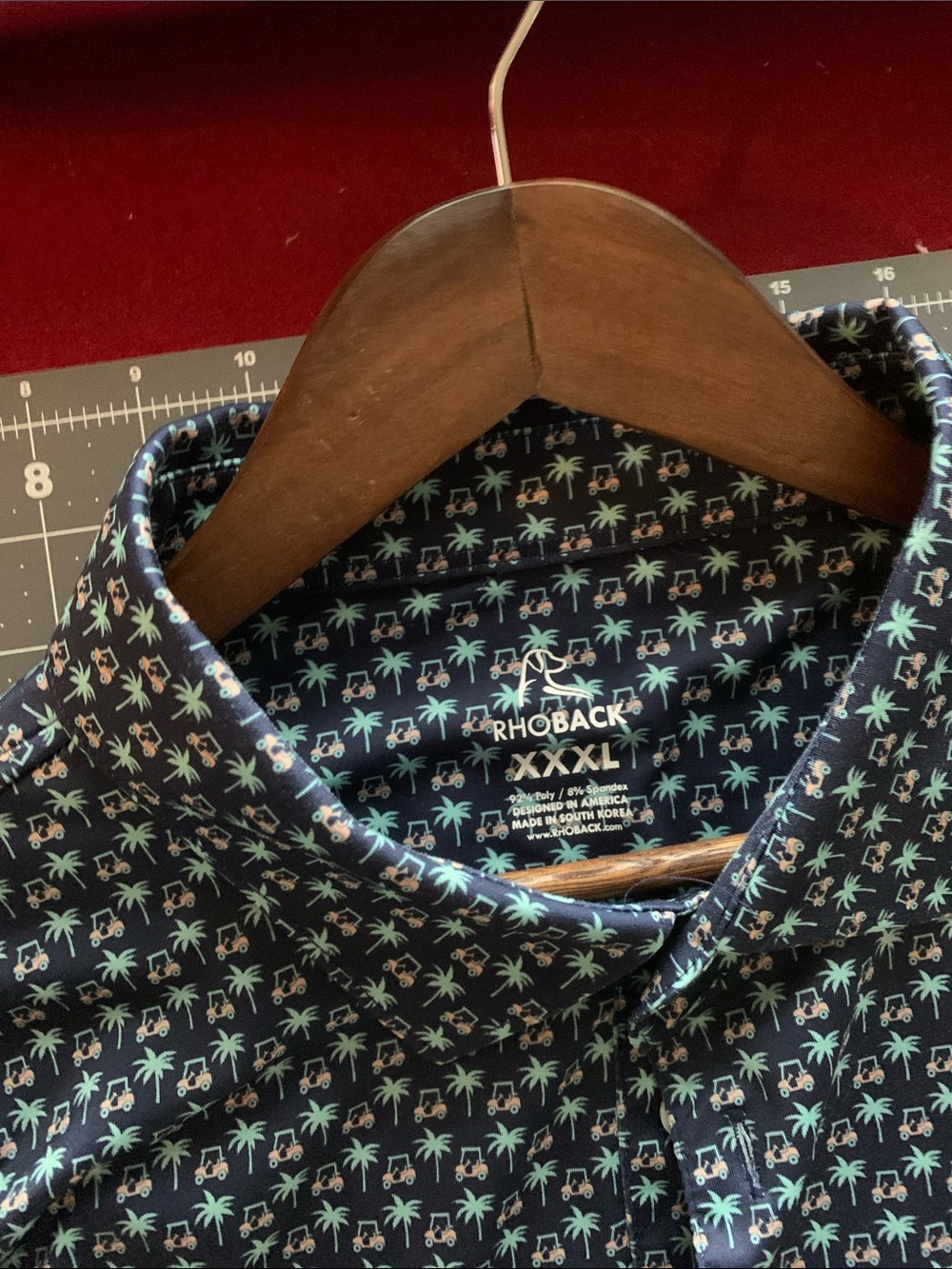 Rhoback XXXL Dark Blue Micro Floral Short-Sleeve Polo